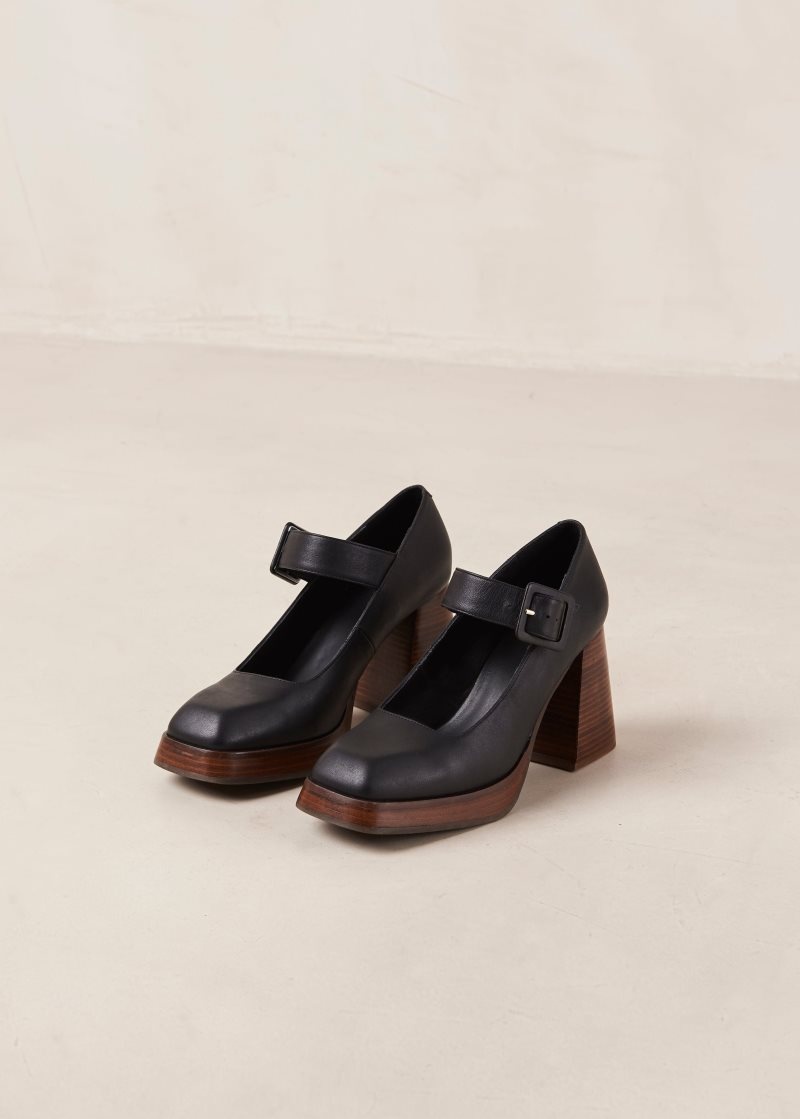 Alohas Oregon Cuero Pumps Negros | DZOMC2657