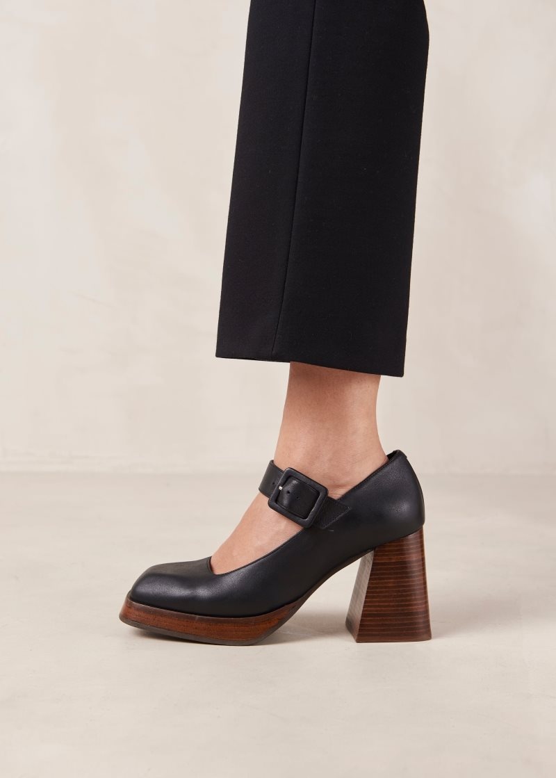 Alohas Oregon Cuero Pumps Negros | DZOMC2657