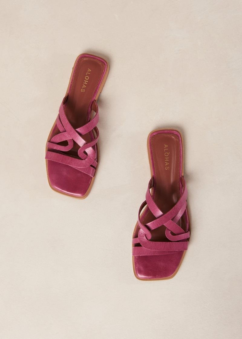 Alohas Pad Cuero Sandals Magenta | DEMRO0514