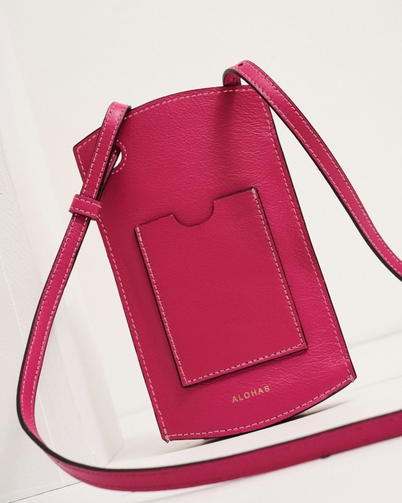 Alohas Phone Pouch Cuero Handbag Magenta | VXJAP0129