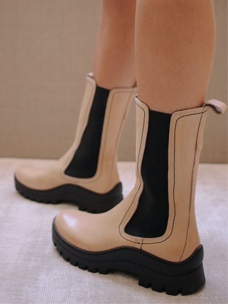 Alohas Pick Me Up Cuero Boots Beige | MDEAF6298