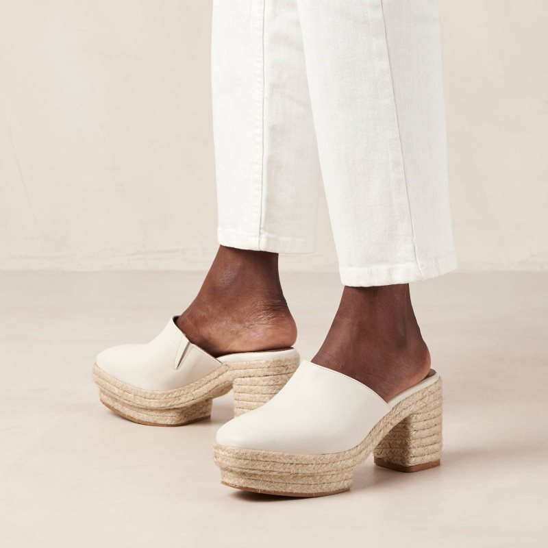 Alohas Pico Cuero Espadrilles Blancos | QTPAV6798