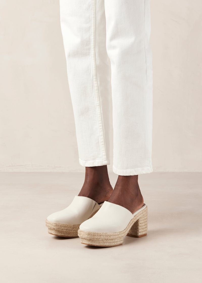 Alohas Pico Cuero Espadrilles Blancos | QTPAV6798