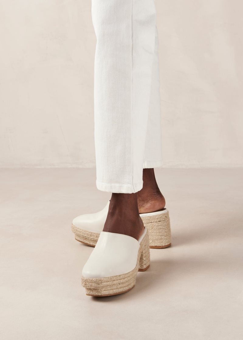 Alohas Pico Cuero Espadrilles Blancos | QTPAV6798