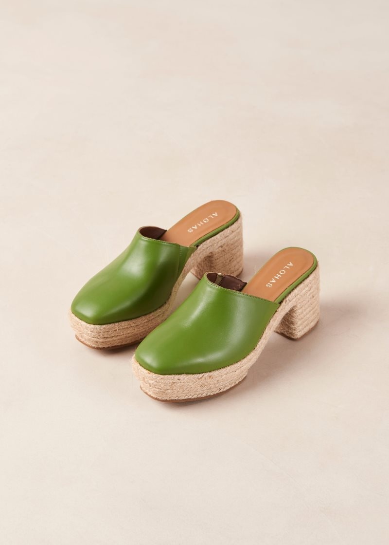 Alohas Pico Cuero Espadrilles Evergreen | TFDLS4063