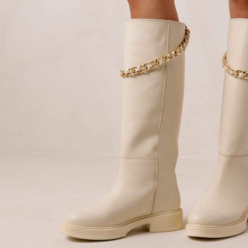 Alohas Pier Cuero Boots Beige | MNBIZ2081