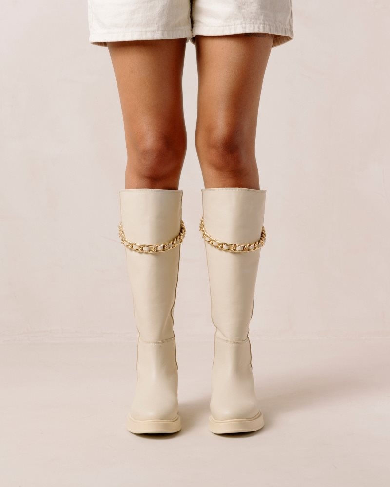 Alohas Pier Cuero Boots Beige | MNBIZ2081