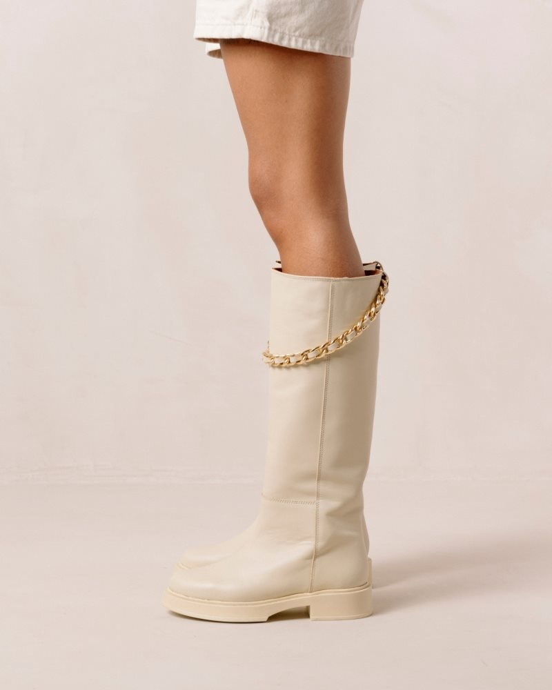 Alohas Pier Cuero Boots Beige | MNBIZ2081