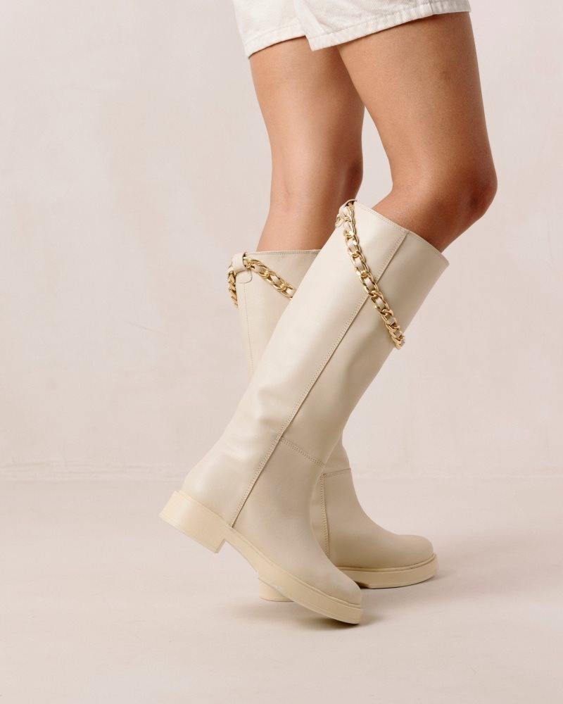 Alohas Pier Cuero Boots Beige | MNBIZ2081