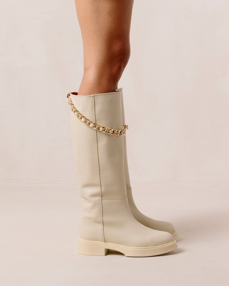 Alohas Pier Cuero Boots Beige | MNBIZ2081