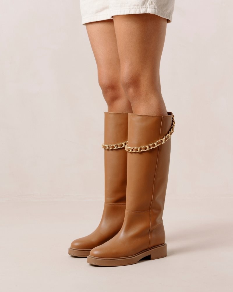 Alohas Pier Cuero Boots Marrom | PNYAQ1379