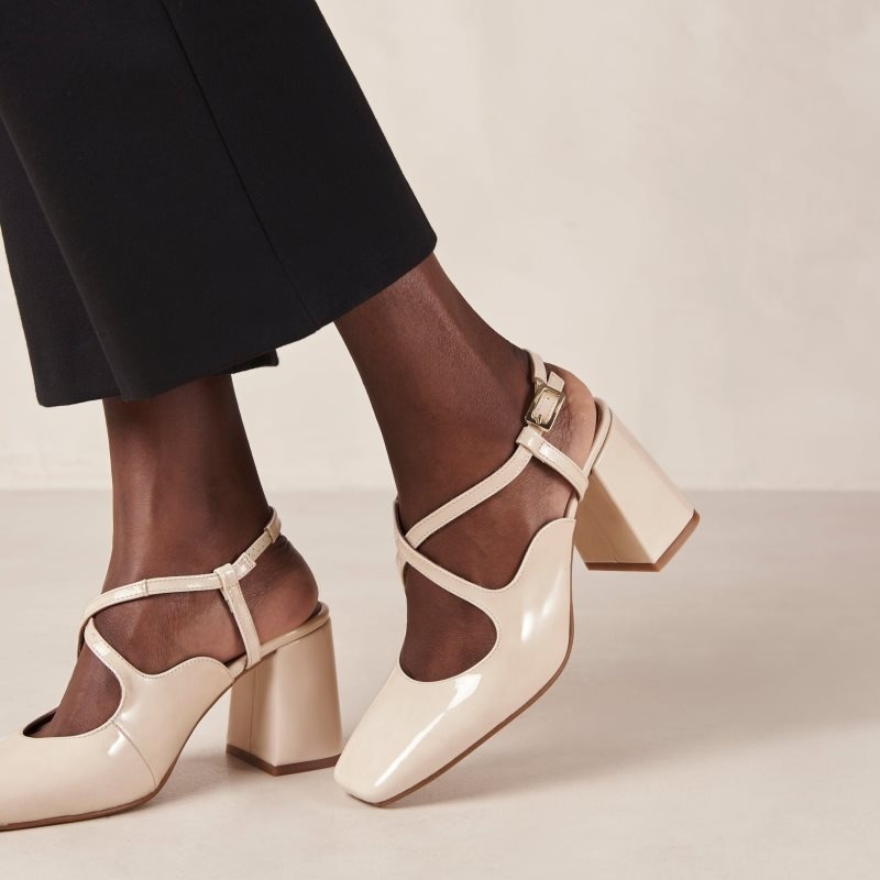 Alohas Reggie Charol Cuero Pumps Creme | WZFBJ1675