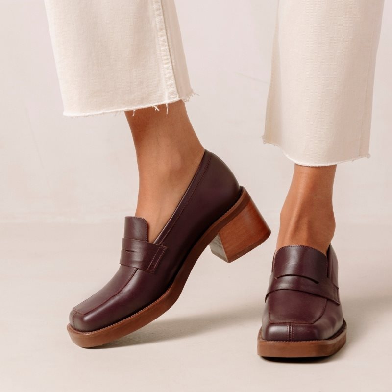 Alohas Roxanne Cuero Loafers Vino | HJTKI3549