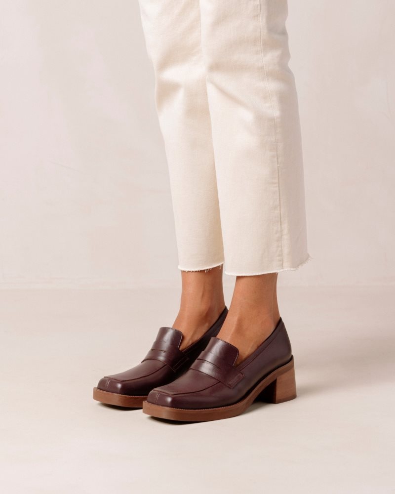 Alohas Roxanne Cuero Loafers Vino | HJTKI3549