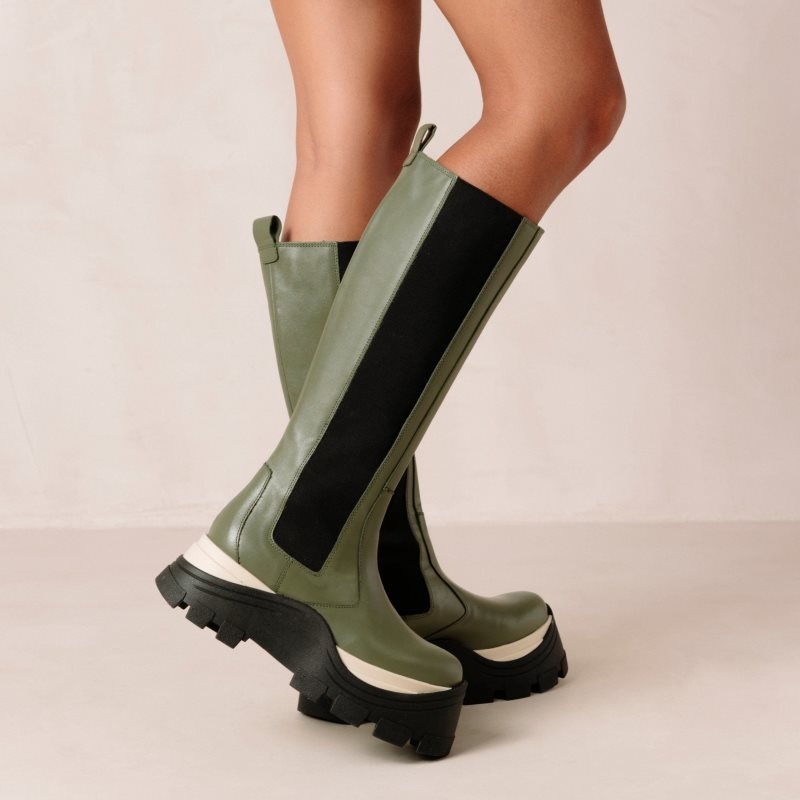 Alohas Roxie Chess Cuero Boots Verde Oliva | YTSQE1603