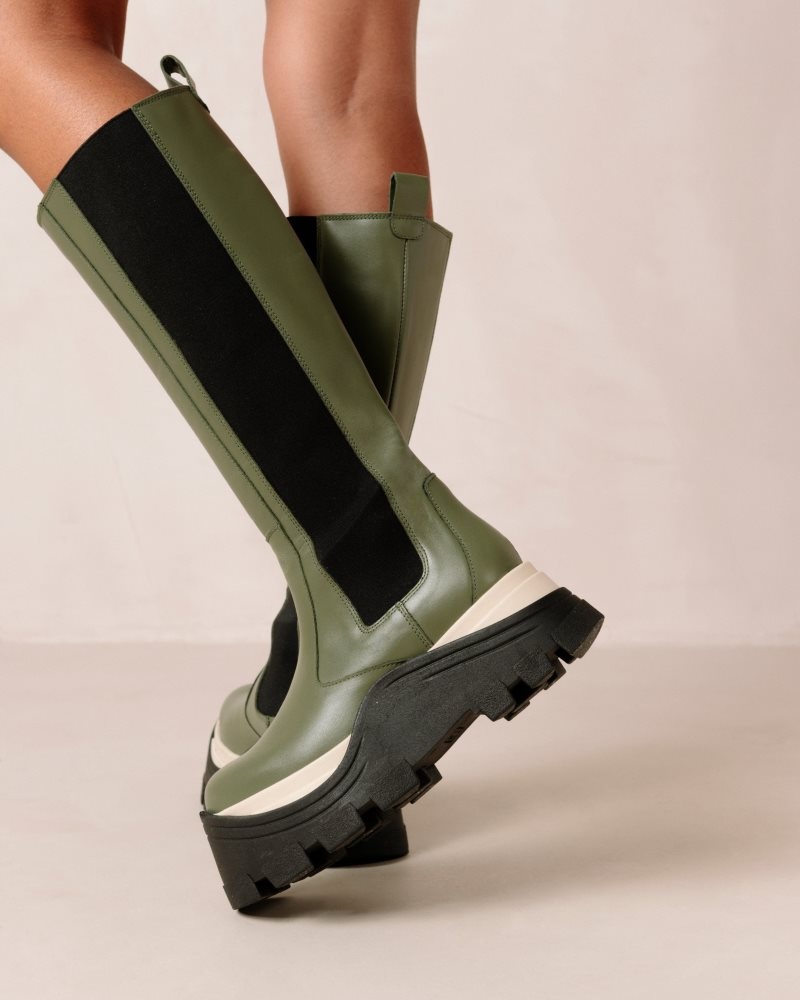 Alohas Roxie Chess Cuero Boots Verde Oliva | YTSQE1603