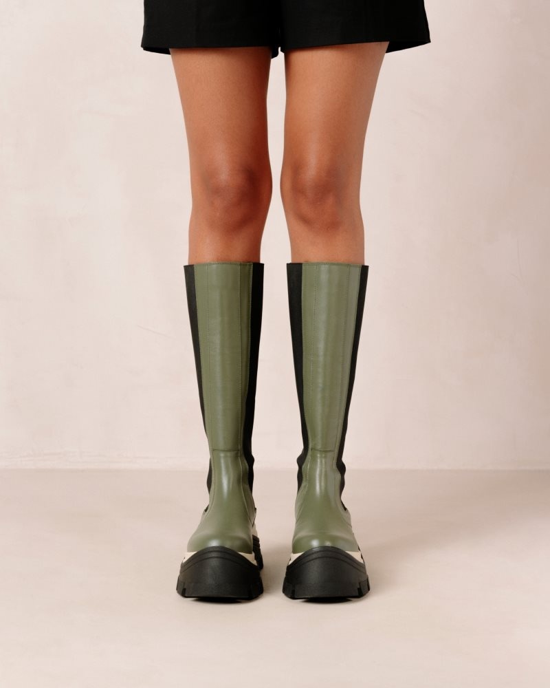 Alohas Roxie Chess Cuero Boots Verde Oliva | YTSQE1603