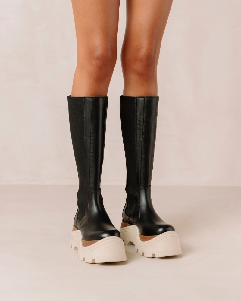 Alohas Roxie Marcona Cuero Boots Negros | OHNCJ6572