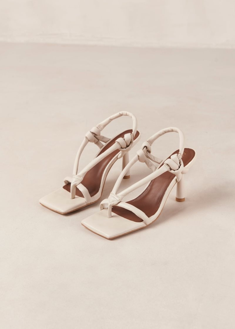 Alohas Sheila Cuero Sandals Creme | XUZKB1743