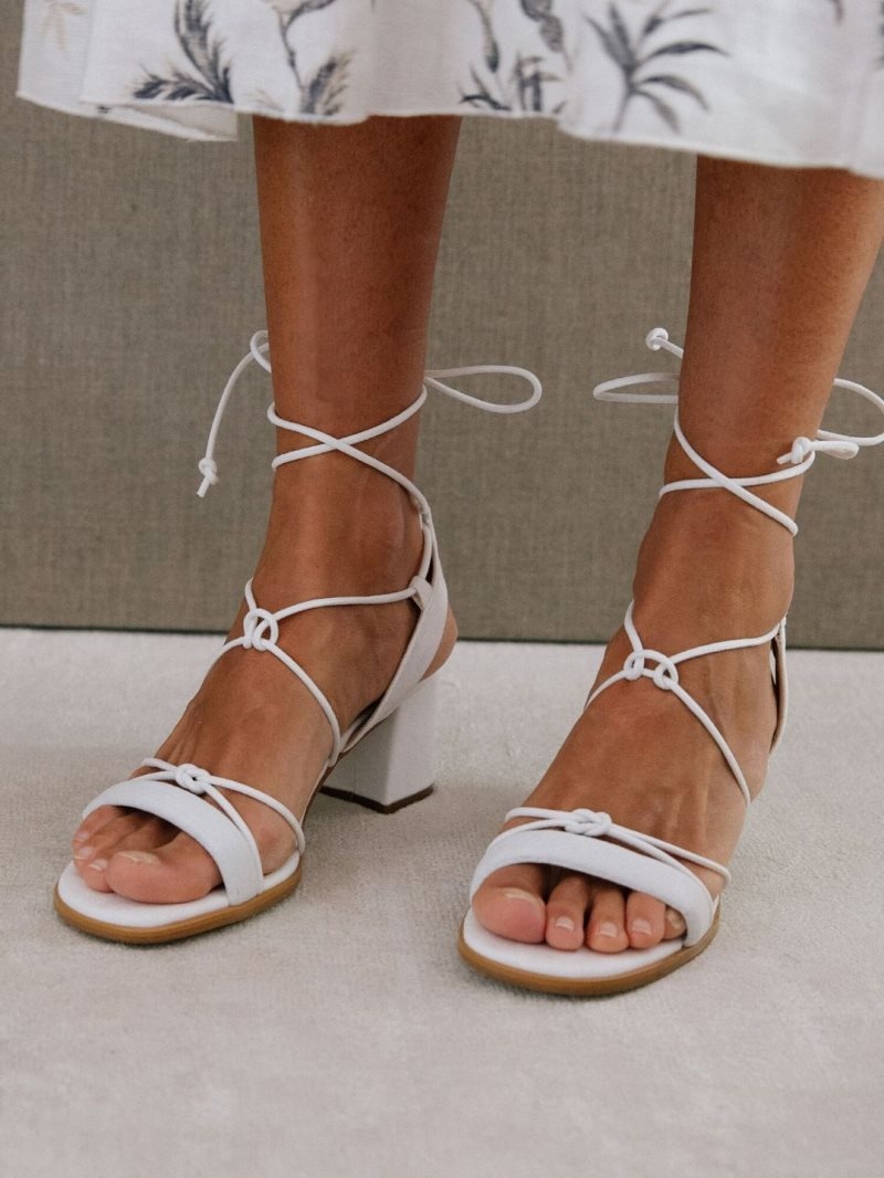 Alohas Sophie Vegan Cuero Sandals Blancos | RKNJM6957