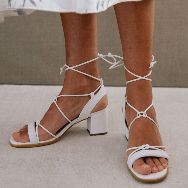 Alohas Sophie Vegan Cuero Sandals Blancos | RKNJM6957