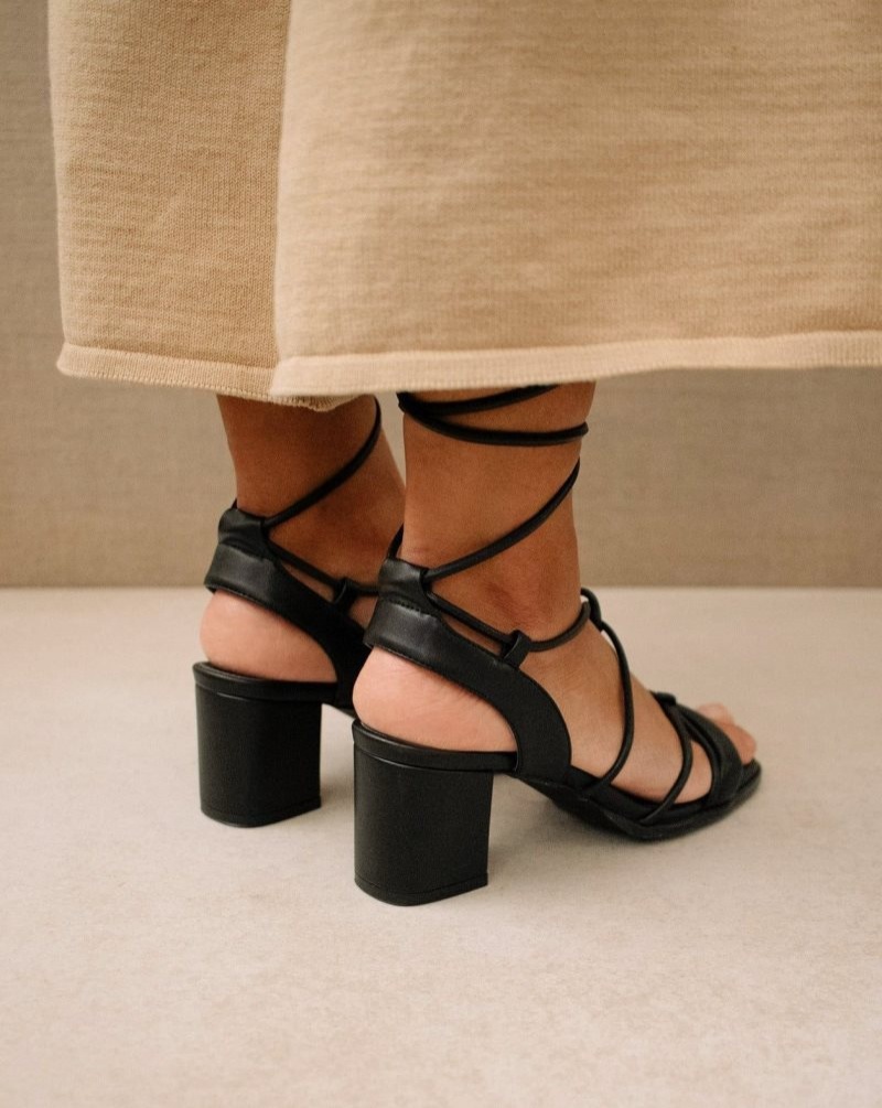 Alohas Sophie Vegan Cuero Sandals Negros | PWYJN4927