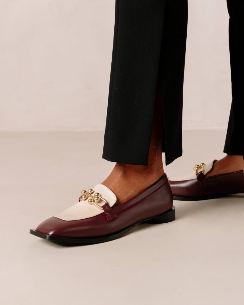 Alohas Spotlight Cuero Loafers Vino Creme | EBSPC4971