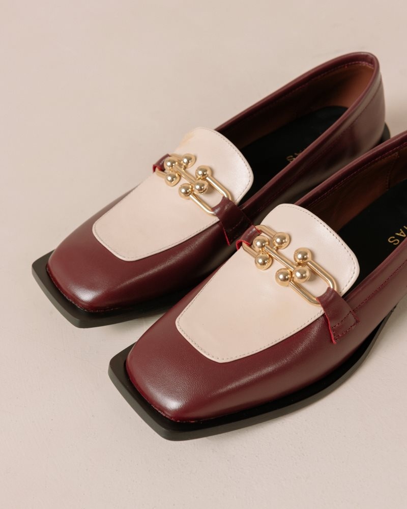 Alohas Spotlight Cuero Loafers Vino Creme | EBSPC4971