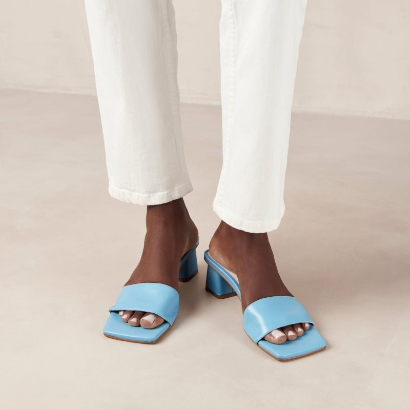 Alohas SquaVegan Cuero Sandals Azules | ABKHR4963