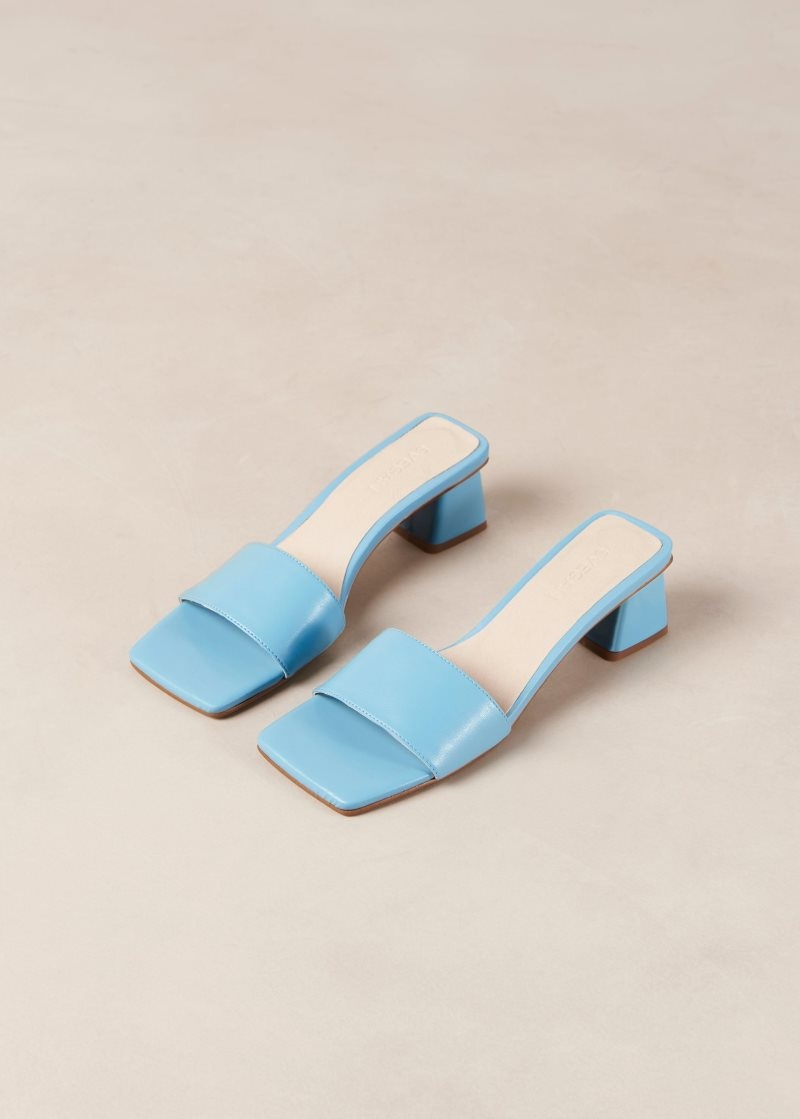 Alohas SquaVegan Cuero Sandals Azules | ABKHR4963