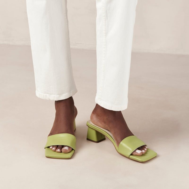 Alohas SquaVegan Cuero Sandals Verdes | BRFVE3920