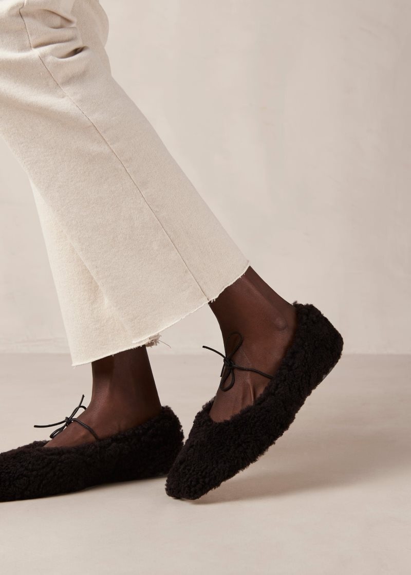 Alohas Sway Furry Fur Ballerinas Cafes Marrom | SRIXB7951