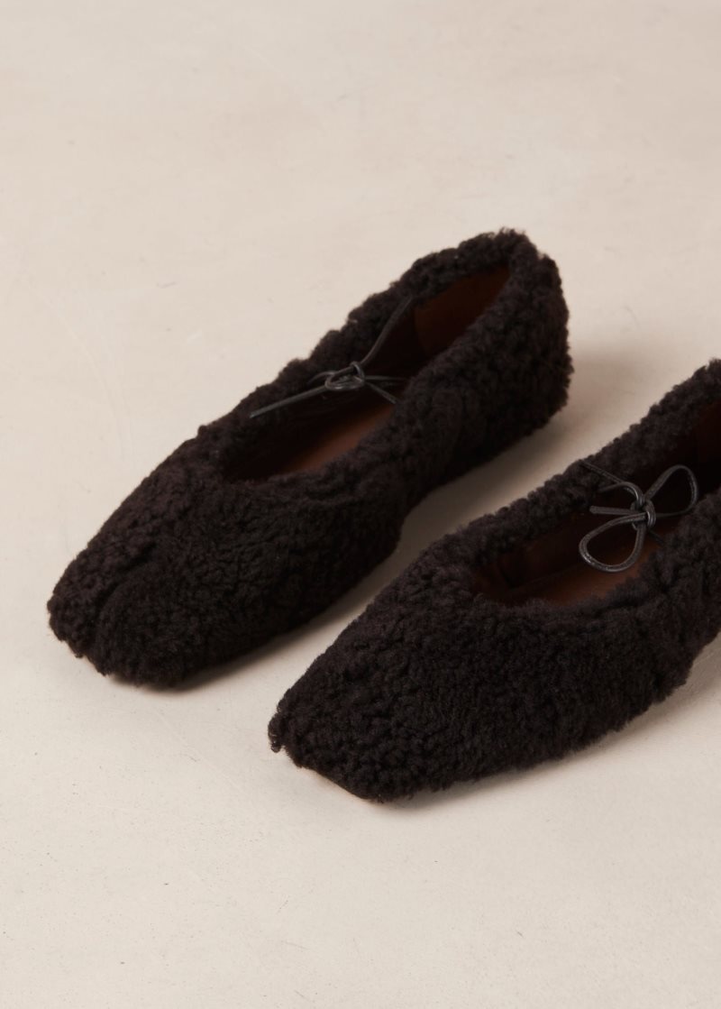 Alohas Sway Furry Fur Ballerinas Cafes Marrom | SRIXB7951