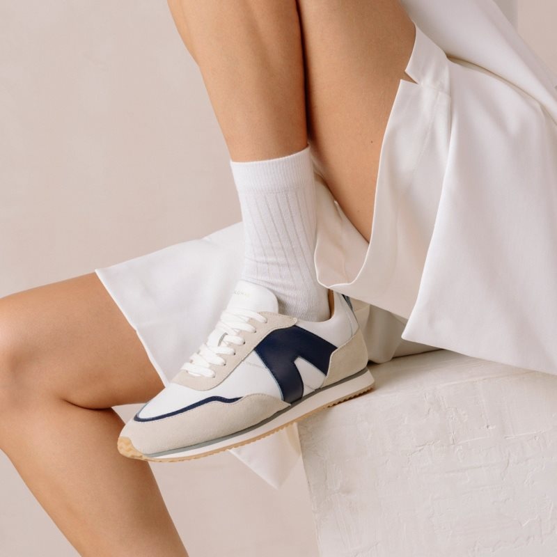 Alohas TB.015 Cuero Sneakers Blancos Azul Marino | KPCND3628