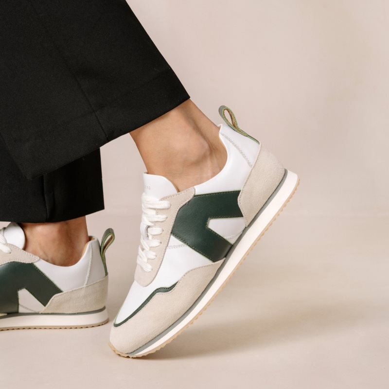 Alohas TB.015 Cuero Sneakers Blancos Verdes Oscuro | ILVTK8314