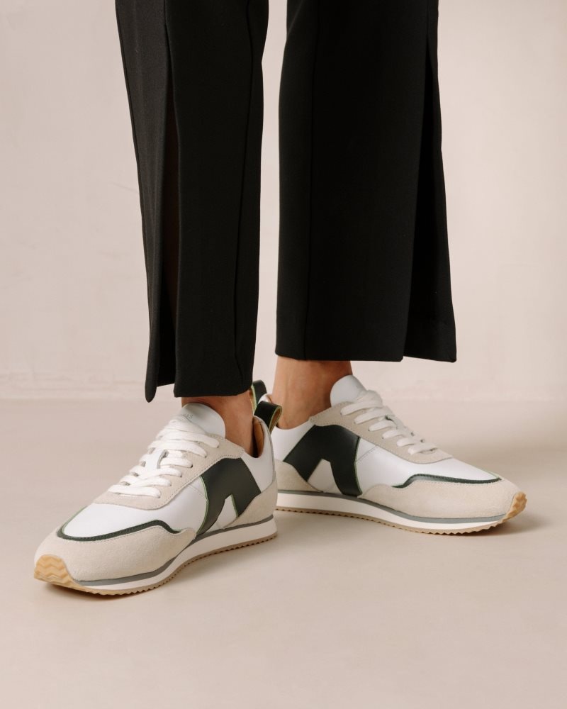 Alohas TB.015 Cuero Sneakers Blancos Verdes Oscuro | ILVTK8314