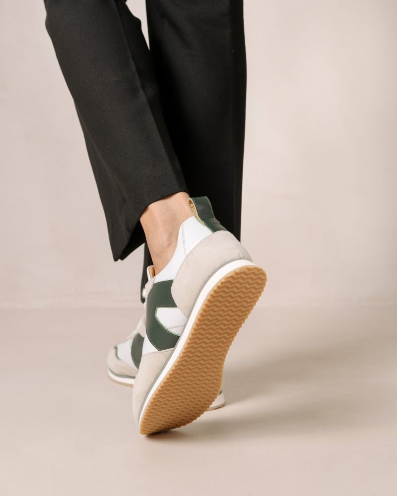 Alohas TB.015 Cuero Sneakers Blancos Verdes Oscuro | ILVTK8314