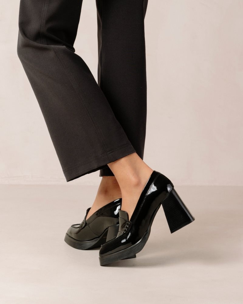 Alohas Take Off Cuero Loafers Negros | RZENA1032