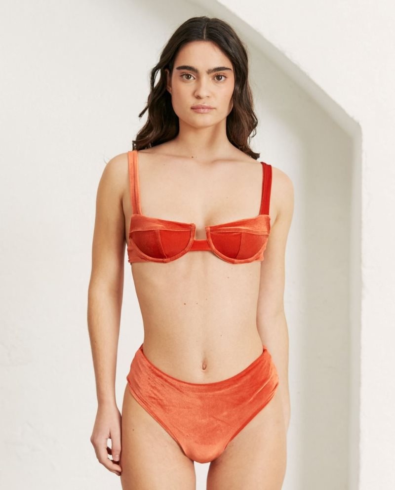 Alohas The Loop Velvet Bikini Top Naranjas | ELCTP5273