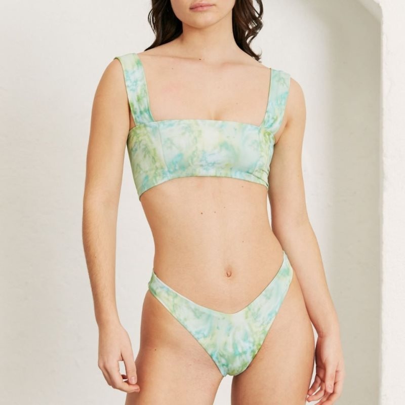 Alohas The Square Recycled Nylon Bikini Top Verdes | LXVOA3207