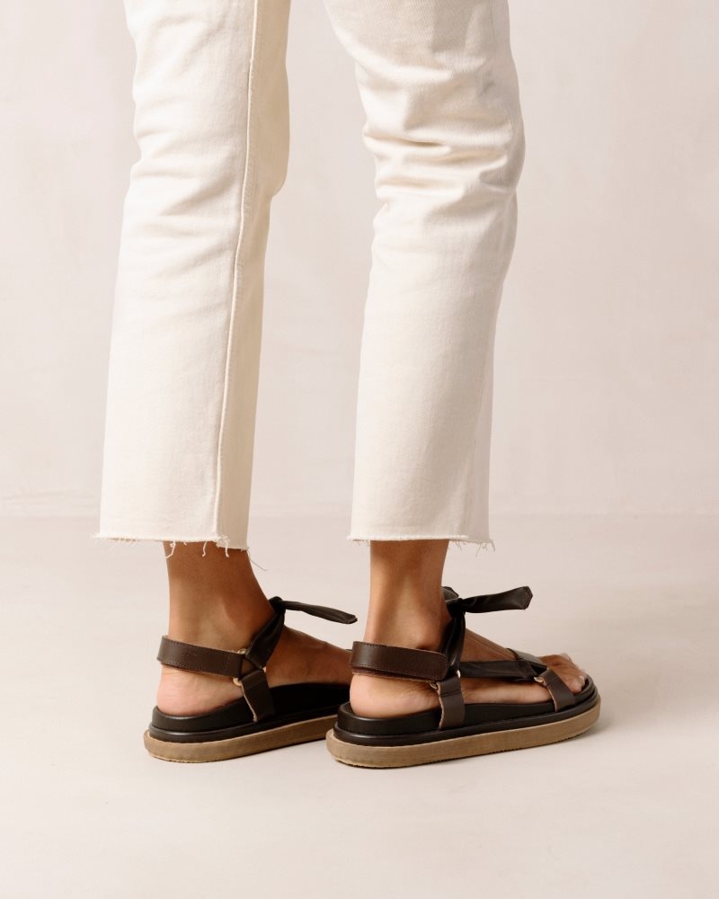 Alohas Tied Together Cuero Sandals Cafes Marrom | SYJNO8754