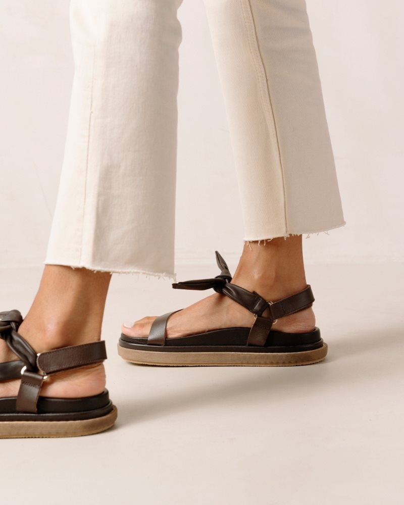 Alohas Tied Together Cuero Sandals Cafes Marrom | SYJNO8754