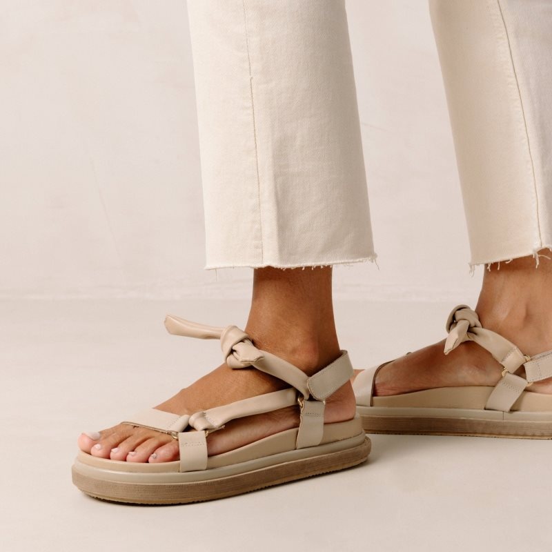 Alohas Tied Together Cuero Sandals Grises Beige | KANXO5243