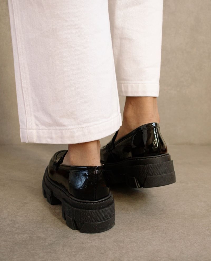 Alohas Trailblazer Onix Charol Cuero Loafers Grises Negros | IONUF9356