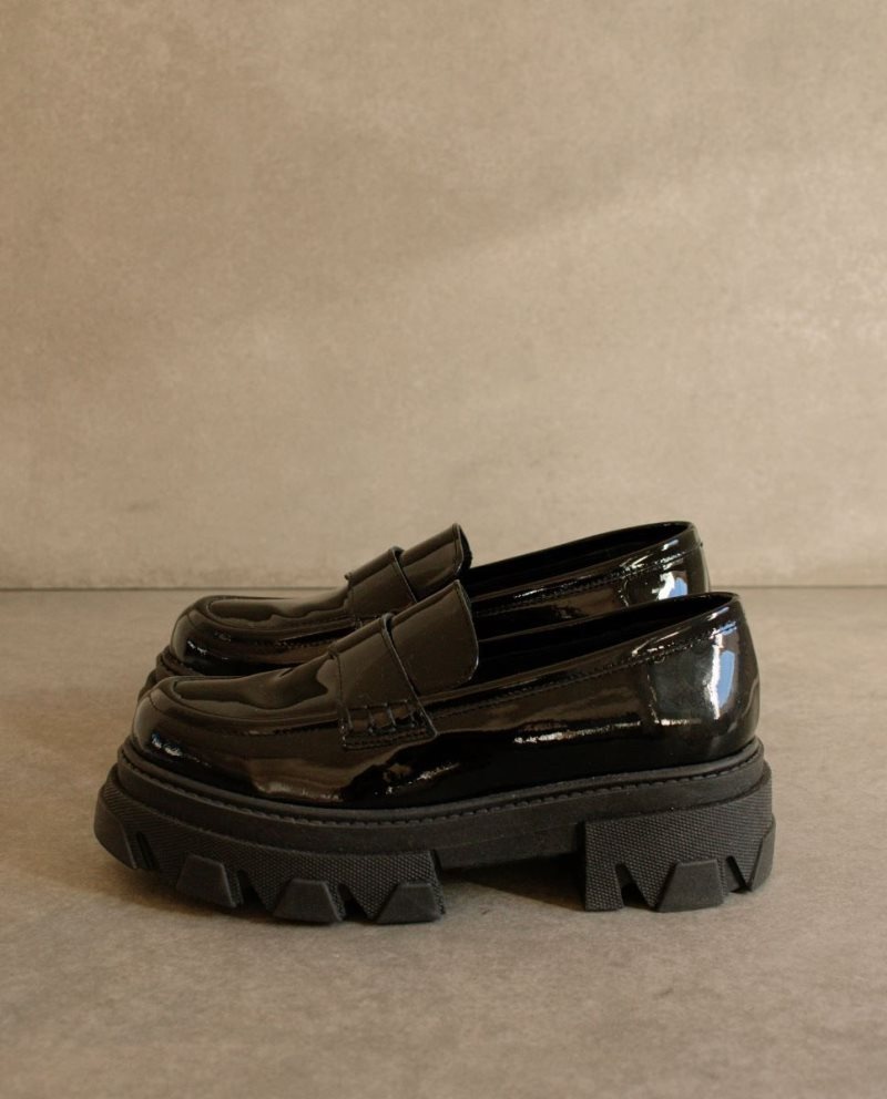 Alohas Trailblazer Onix Charol Cuero Loafers Grises Negros | IONUF9356