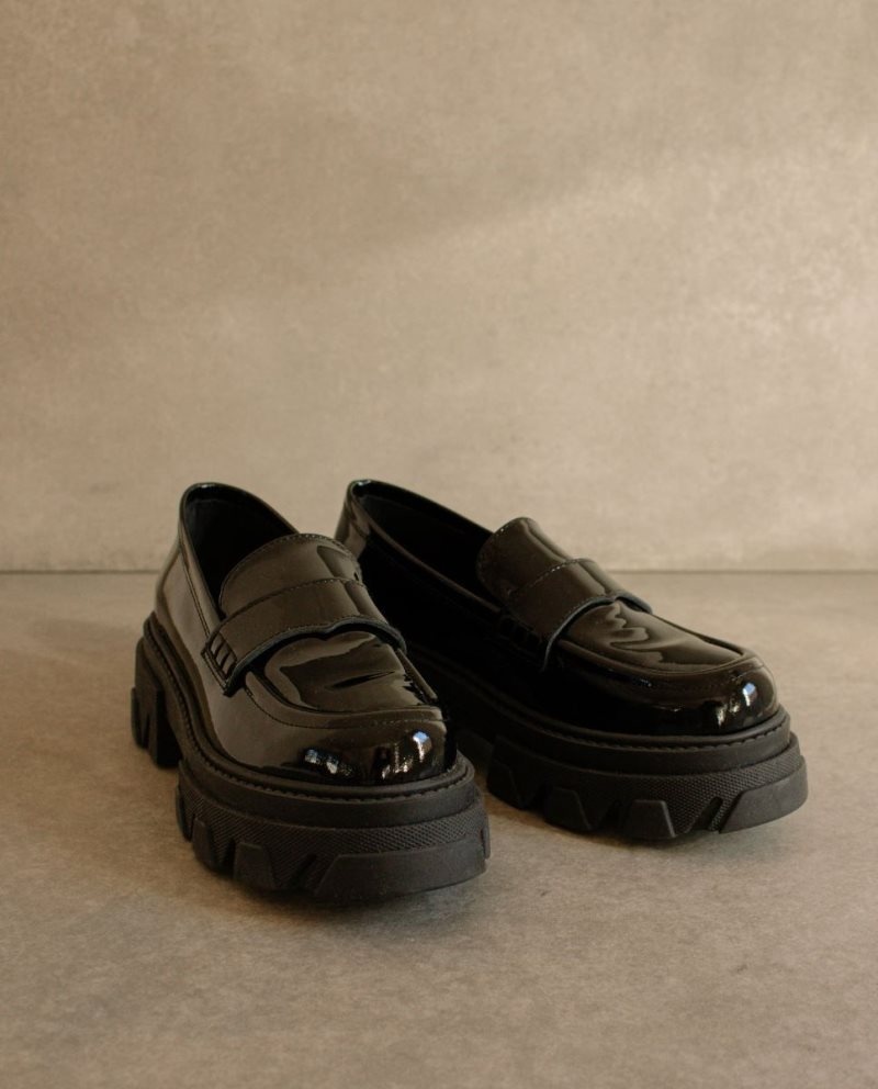 Alohas Trailblazer Onix Charol Cuero Loafers Grises Negros | IONUF9356