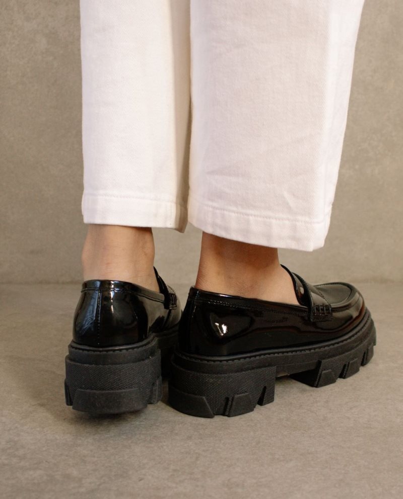 Alohas Trailblazer Onix Charol Cuero Loafers Grises Negros | IONUF9356