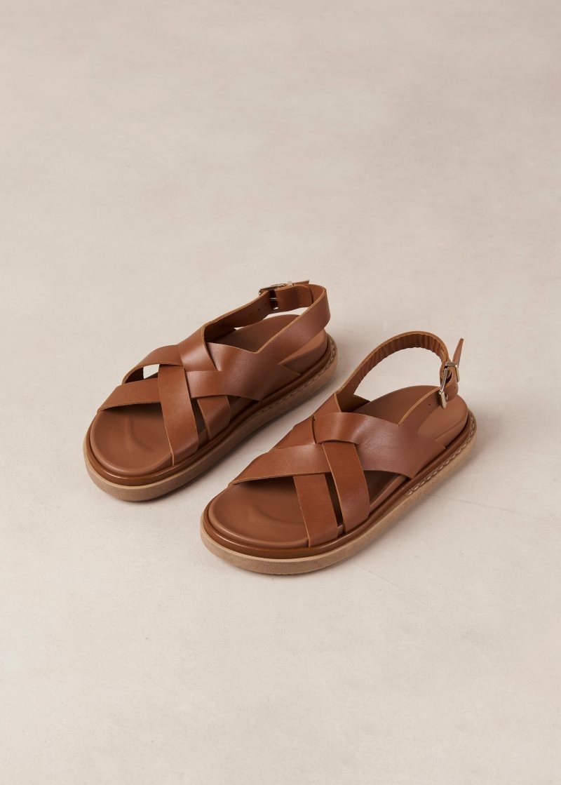 Alohas Trunca Cuero Sandals Marrom | ILXBZ3874