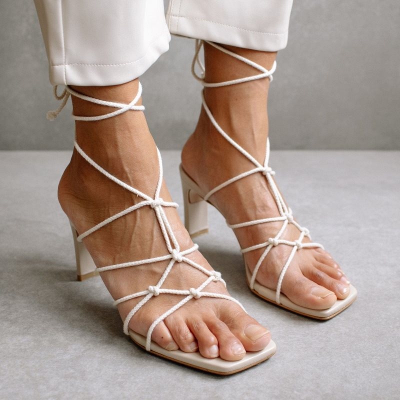 Alohas Unique Tacón Sandals Blancos | KBCIP4530