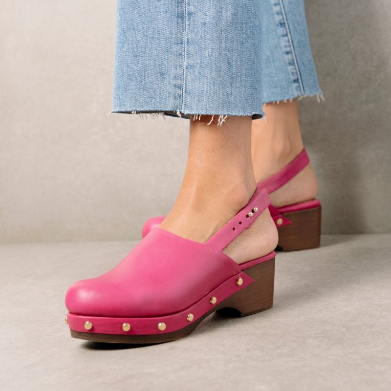 Alohas Vinyl Cuero Clogs Magenta | UDIMB9647